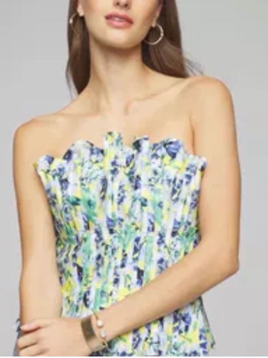 White House Black Market Tops - White House Black Market Floral Bustier Top-Yellow, Blue, Green